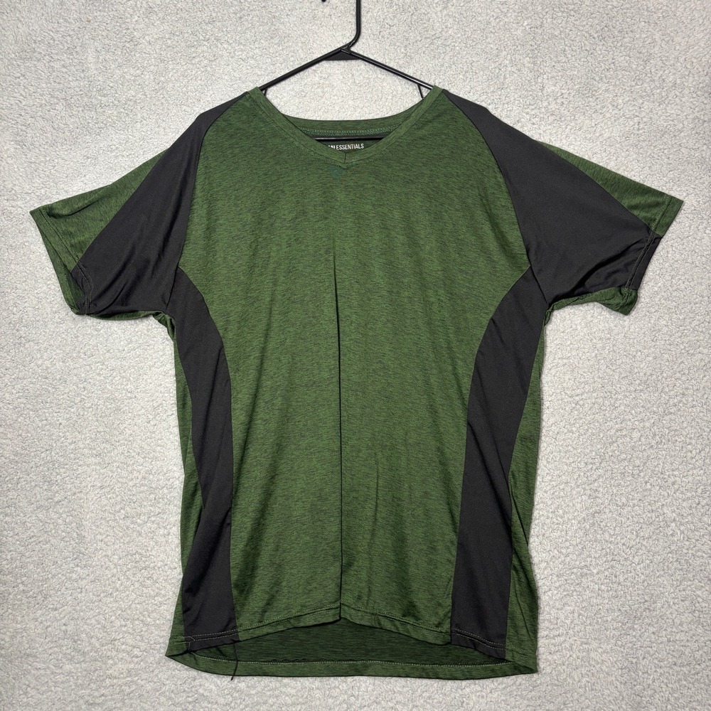 Real Essentials Mens 3XL V-Neck Active T-Shirt Heather Green Black RN107230